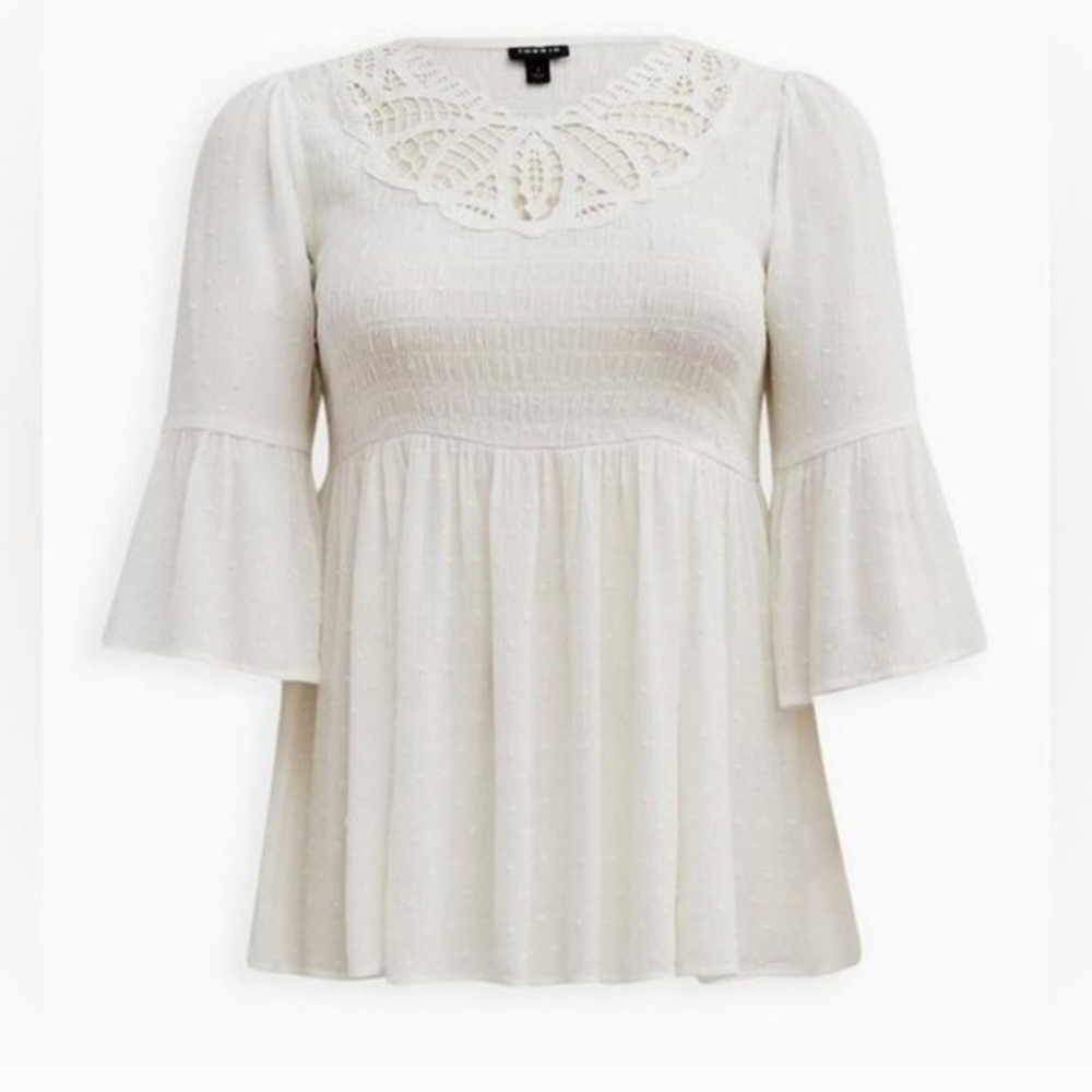 Torrid Crinkled Gauzey Crochet Top - Picture 4 of 4